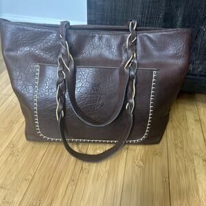 Weimeibaige Brown Vegan Leather Tote Chic Work Shopper Clean Girl Minimalist